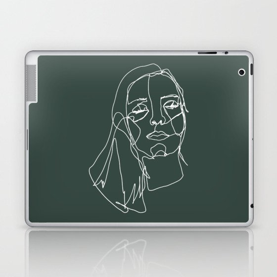 LINE ART FEMALE PORTRAITS III-III-XI Laptop & iPad Skin