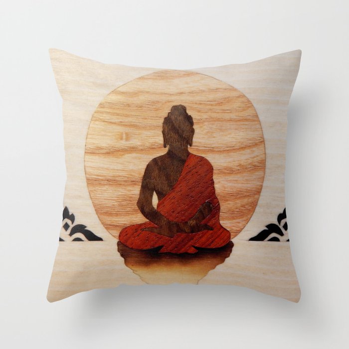 Buddha marquetry Throw Pillow