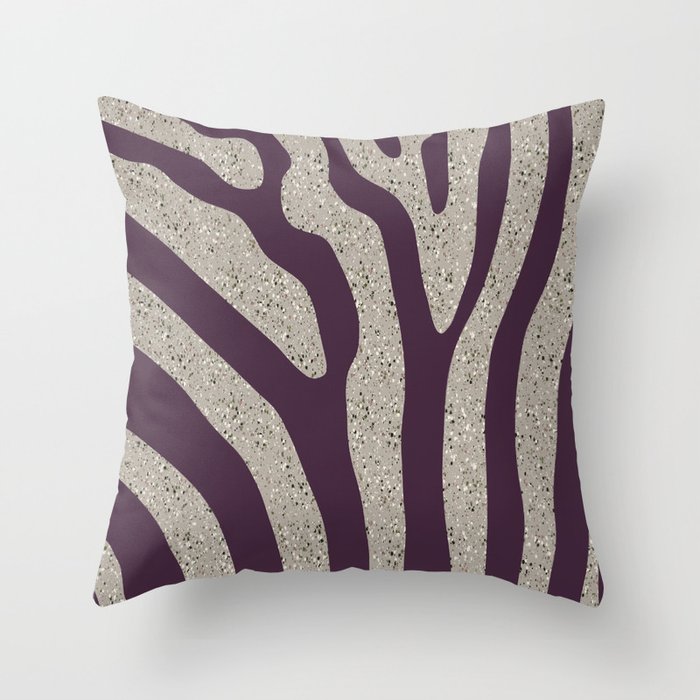 Textured Small Terrazzo Zebra Stripes Pattern - Purple Throw Pillow