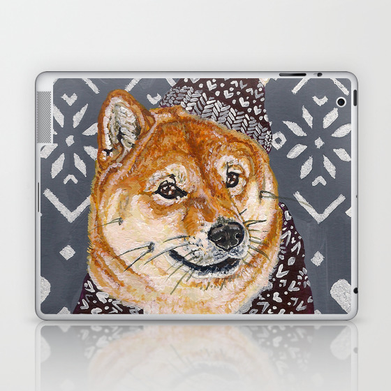 Shiba Inu In A Hat And Scarf Laptop Ipad Skin By Meredithmackworth Praed Society6
