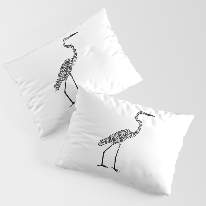 Squiggle Egret Pillow Sham