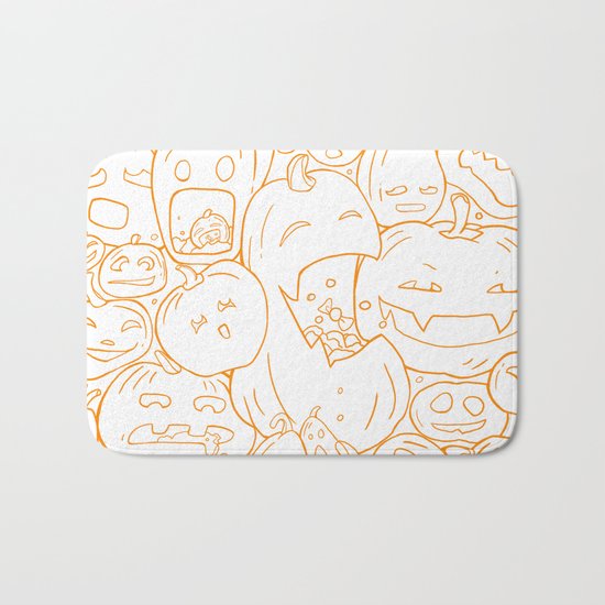 Pumpkin Halloween line pattern Bath Mat