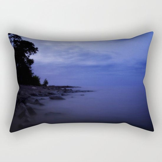 When the night falls - Blue hour at the Sea Landscape at Night #Society6 Rectangular Pillow