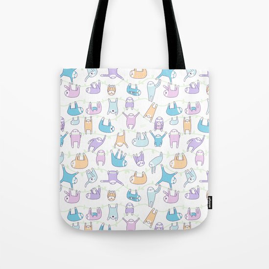 Lazy Sloths Doodle - Pastel and Kawaii Tote Bag