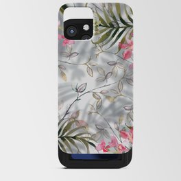 Watercolor forest green pink gold tropical orchid floral iPhone Card Case