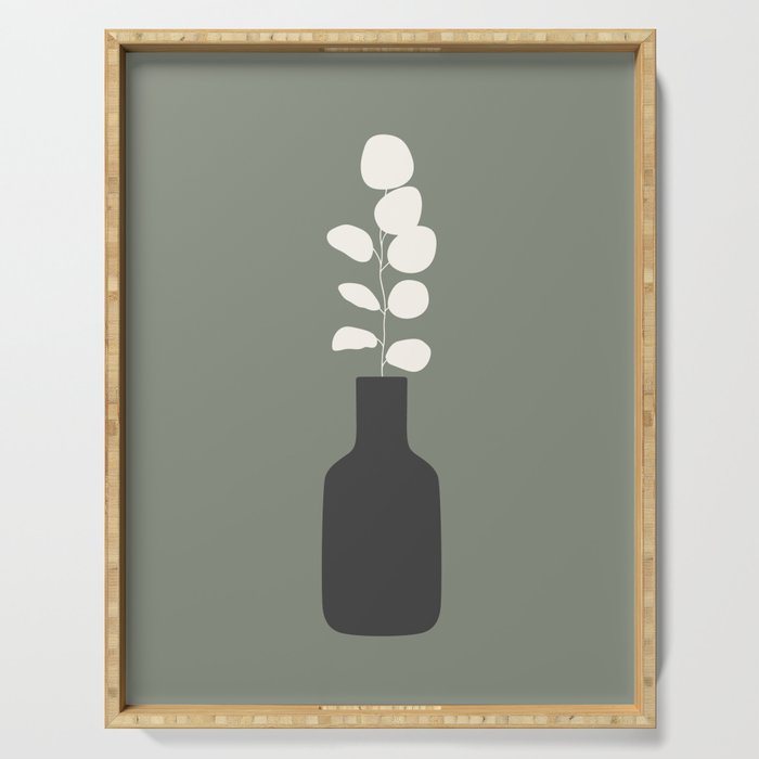 Minimalist Branch and Vase Abstract Serving Tray