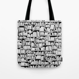Book Lover Heart Library Pattern Tote Bag