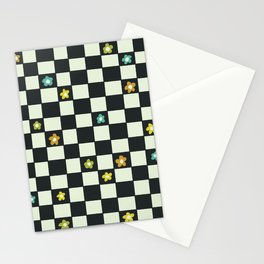 flower checkers Stationery Cards