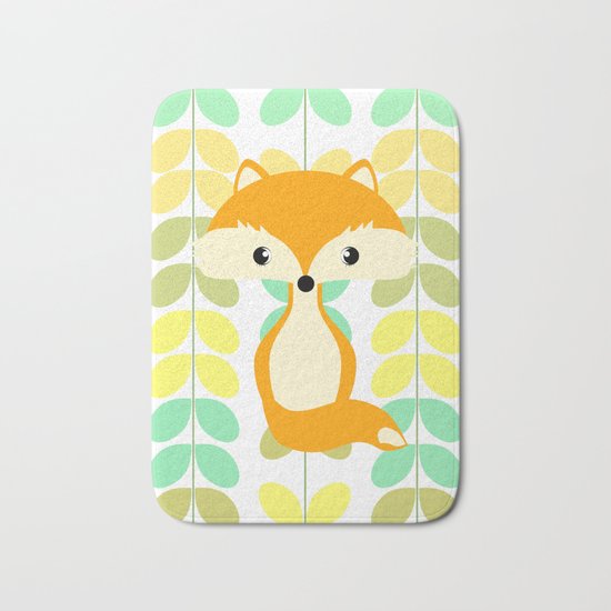 Fox and multicolored leaves Bath Mat