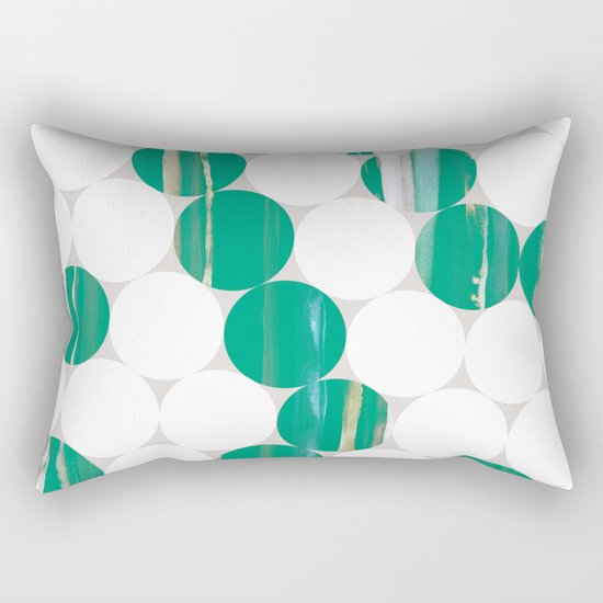 Circles(green and white) Rectangular Pillow