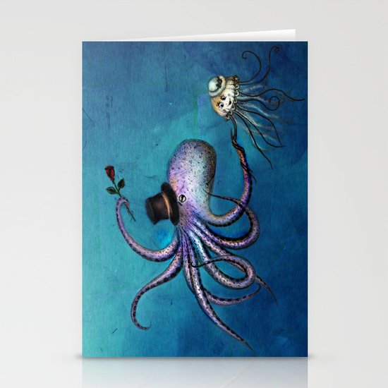 Underwater Love // octopus jellyfish Stationery Cards