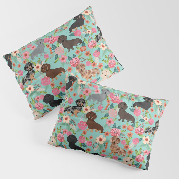 Dachshund floral dog breed pet patterns doxie dachsie gifts must haves Pillow Sham