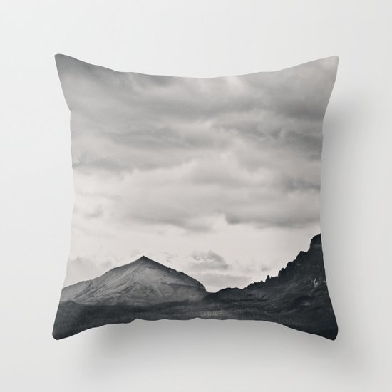 Mountain Peak and Plateau Black and White Throw Pillow