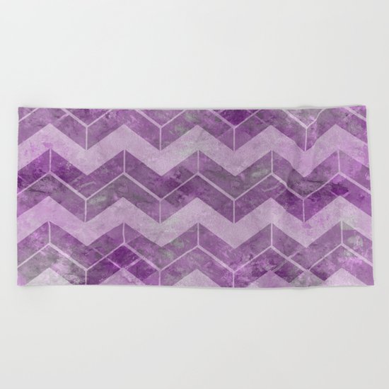 Chevron pattern, watercolors purple Beach Towel