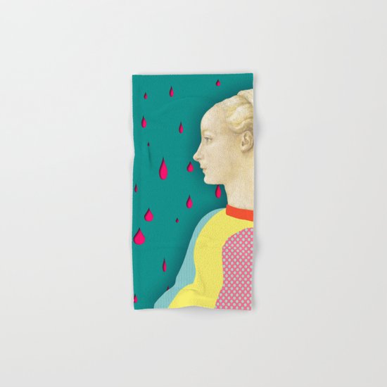Leaning girl under rain Hand & Bath Towel