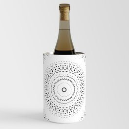 Black Ink Mandala with geometric line art shapes Wine Chiller