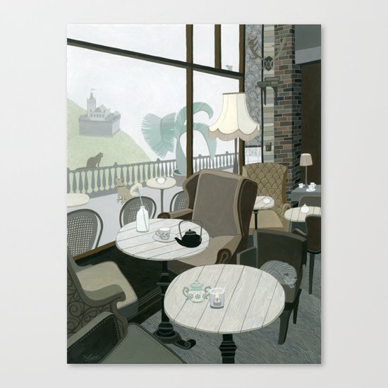 Cafe With A View Of The Castle Canvas Print