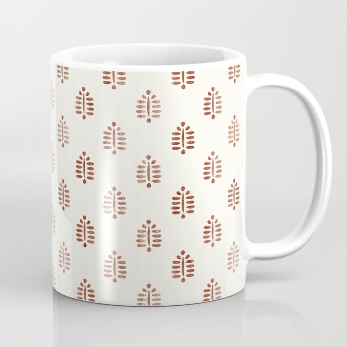 block print palm in rust Coffee Mug
