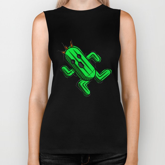 Cactuar Digital Drawing Games Art Kyactus Final Fantasy Art Biker Tank By Lucagenart