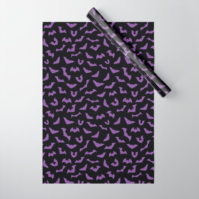 Pastel goth purple black bats Wrapping Paper