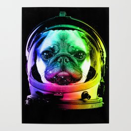 Astronaut Pug Poster