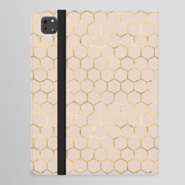 Metallic Gold Honeycomb Blush Pattern iPad Folio Case