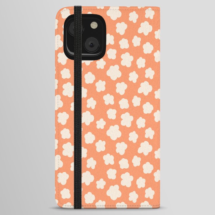 small silhouette flowers cream on orange  iPhone Wallet Case