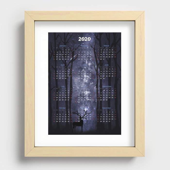 Calendar 2020 with Moon #12 Recessed Framed Print