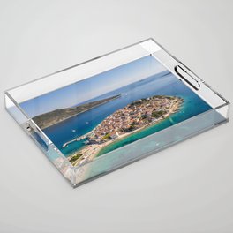 Aerial view of Primosten peninsula and old town in Croatia Acrylic Tray