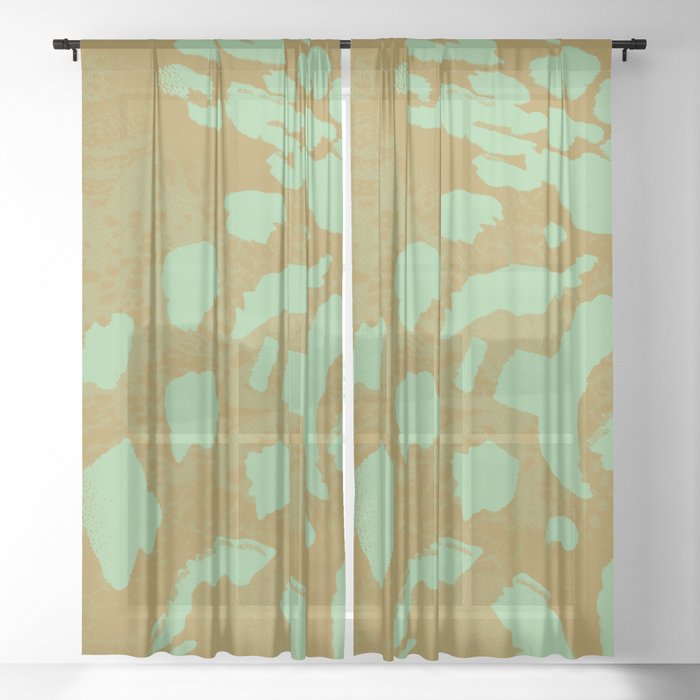 Bold Green Cheetah Pop Abstract Textile Animal Print Sheer