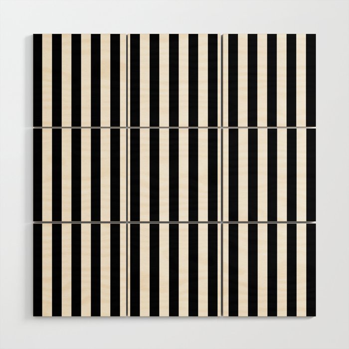 Stripe Black And White Bengal Vertical Line Bold Minimalist Stripes Lines Drawing Wood Wall Art