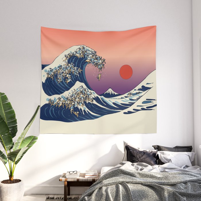 Pug shop wave tapestry