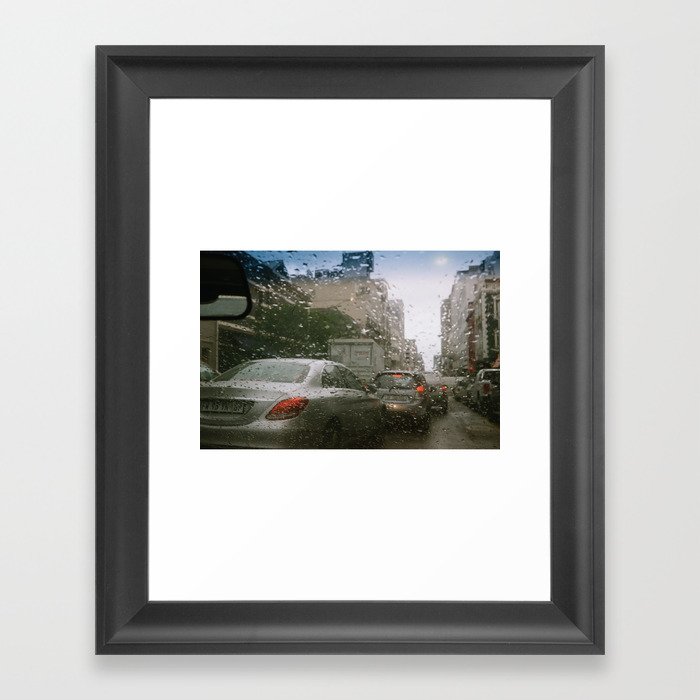 Cape Town traffic on a rainy day Framed Art Print