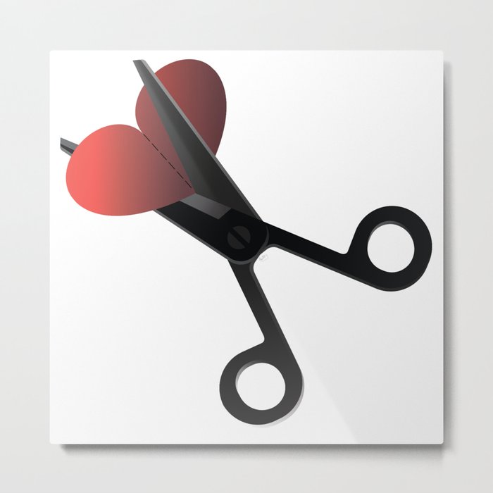 Valentine Heart Scissors Metal Print