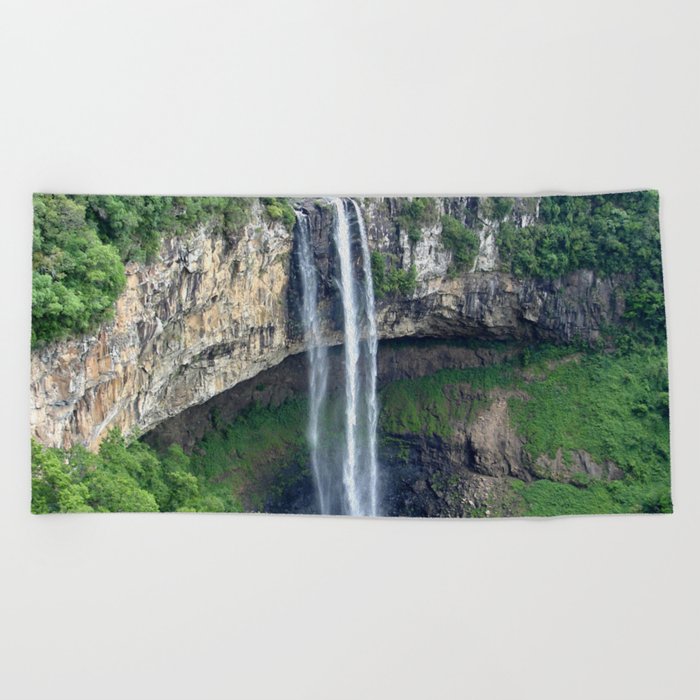 Brazil Photography - Beautiful Waterfall In The Middle Of The Jungle Beach Towel