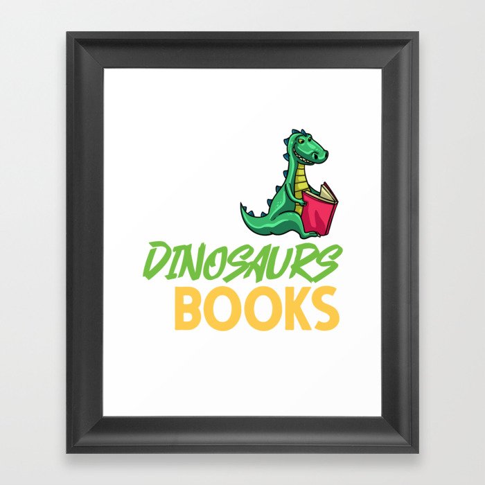 Dinosaur Book Reading Rex Read Funny Reader Framed Art Print