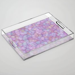 Abstract seamless background of colorful spots like paving stones or mosaic glass. Imitation of artistic watercolor drawing pattern in form of network with multi-colored cells Acrylic Tray