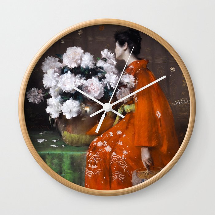 The Spring Flower by William Merritt Chase - Vintage Victorian Retro Fine Art Oil Painting Wall Clock