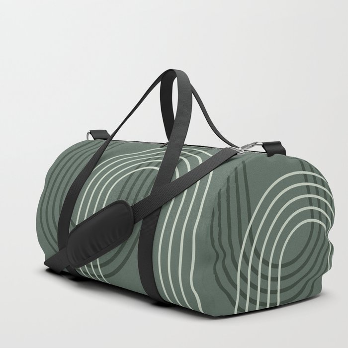 Geometric Lines Rainbow Abstract 6 in Sage Green Shades Duffle Bag