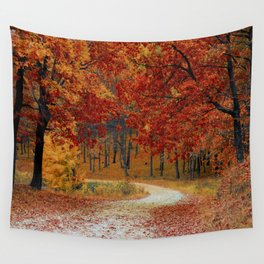 Red Autumn Wall Tapestry