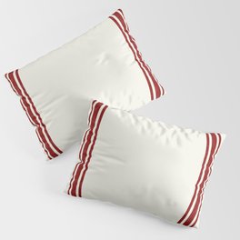 Red on Creme Grainsack wide stripes Pillow Sham