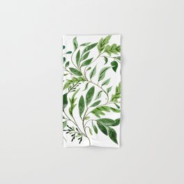 Botanical Abundance, Fresh Green Nature Watercolor Painting, Vibrant Leaves Minimal Illustration Hand & Bath Towel
