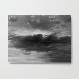 A Storm Cloud Sunset - Black And White Sunset Storm Photography Metal Print | Rain, Blackandwhite, Cloudphotography, Skyphotography, Stormclouds, Cloud, Nature, Landscape, Clouds, Sunset 