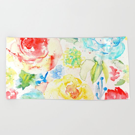 Abstract Flowers 06 Beach Towel