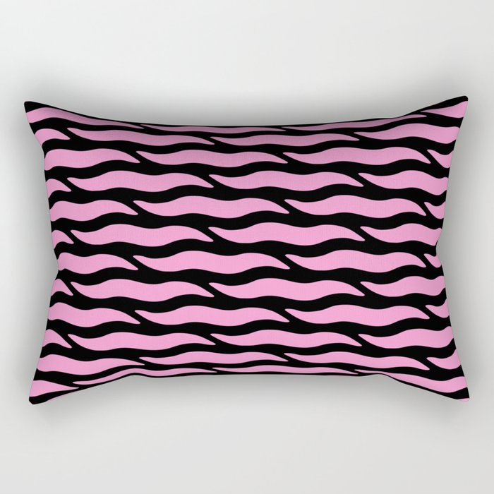 Tiger Wild Animal Print Pattern 334 Black and Pink Rectangular Pillow