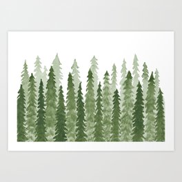Watercolor Redwood Trees Art Print