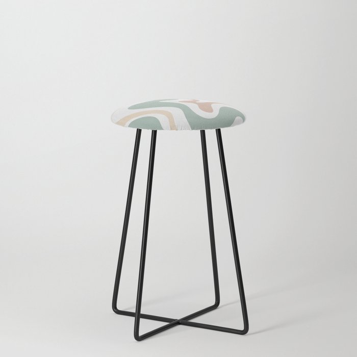 Liquid Swirl Abstract Pattern in Celadon Sage Counter Stool