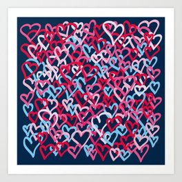 Colorful  Hearts - Graffiti Style Art Print