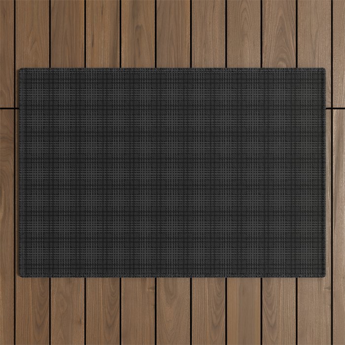 grey and black plaid Outdoor Rug