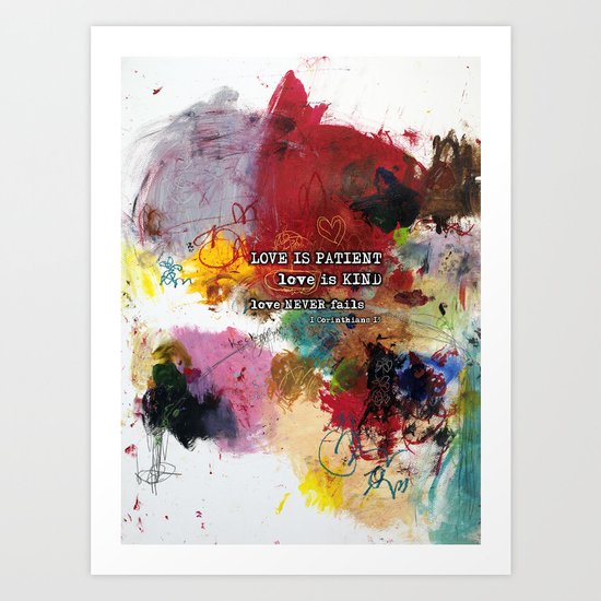 Love Never Fails Scripture Bible Verse Abstract Art Painting By